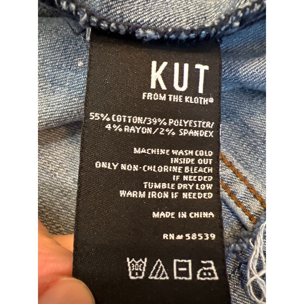 Kut from the Kloth Distressed
Raw Hem Light Blue Denim Kara Frayed Hem Jacket L - Picture 11 of 14